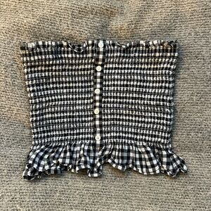 United Colors of Benetton Black and White Checkered Crop Tube Top y2k Indie